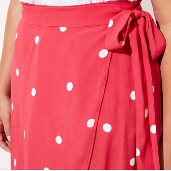 NWT Loft Pink Polka Dot wrap Skirt 10P - Picture 4 of 10